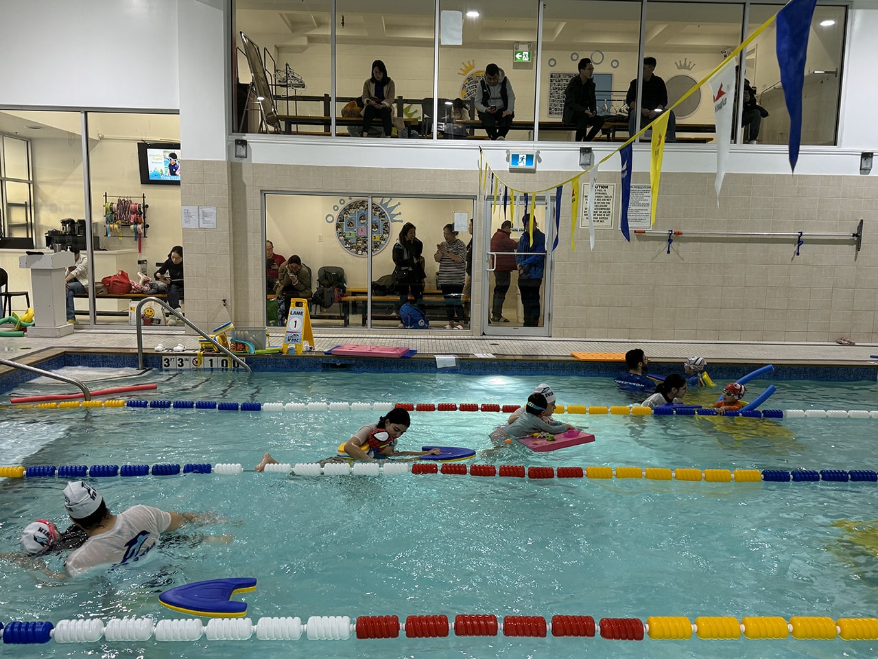 Saltwater pool and upstairs viewing gallery at WD Swim Richmond Hill